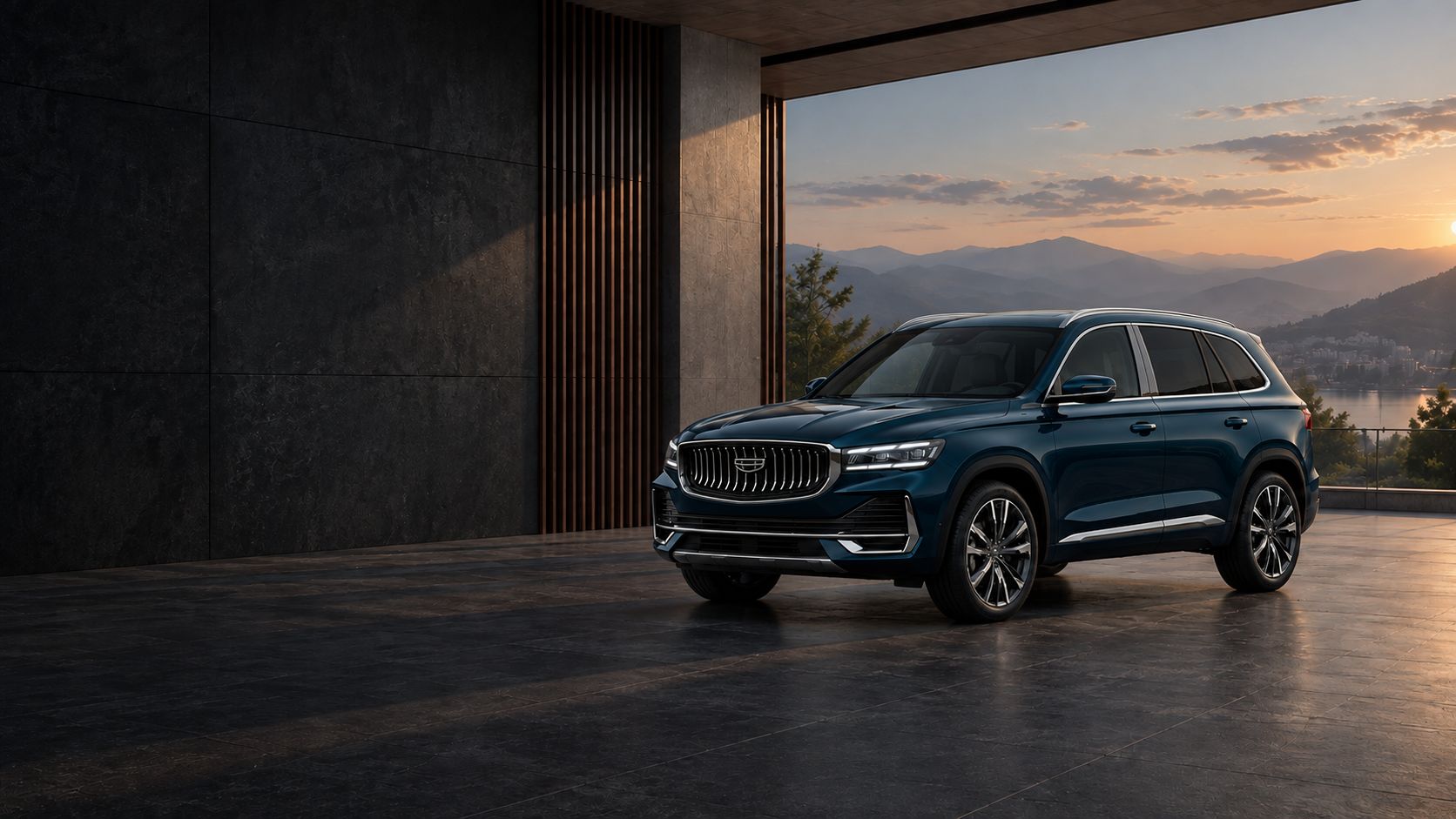 Geely Monjaro в открытом гараже